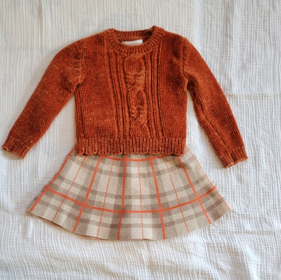Cute Fall Winter Set Matching Skirt And Sweater For Baby Girl. - Picture 5 of 6